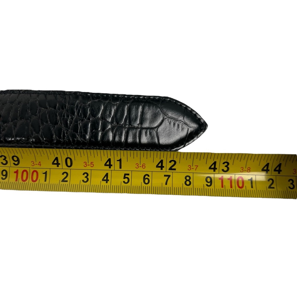 Trafalgar Mens 36 Black Embossed Italian Calfskin Leather Belt Made In USA Croc - Picture 11 of 16